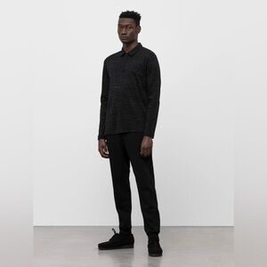 Wings+Horns Signals Long Sleeve Polo - Static Black Sz L Men’s
